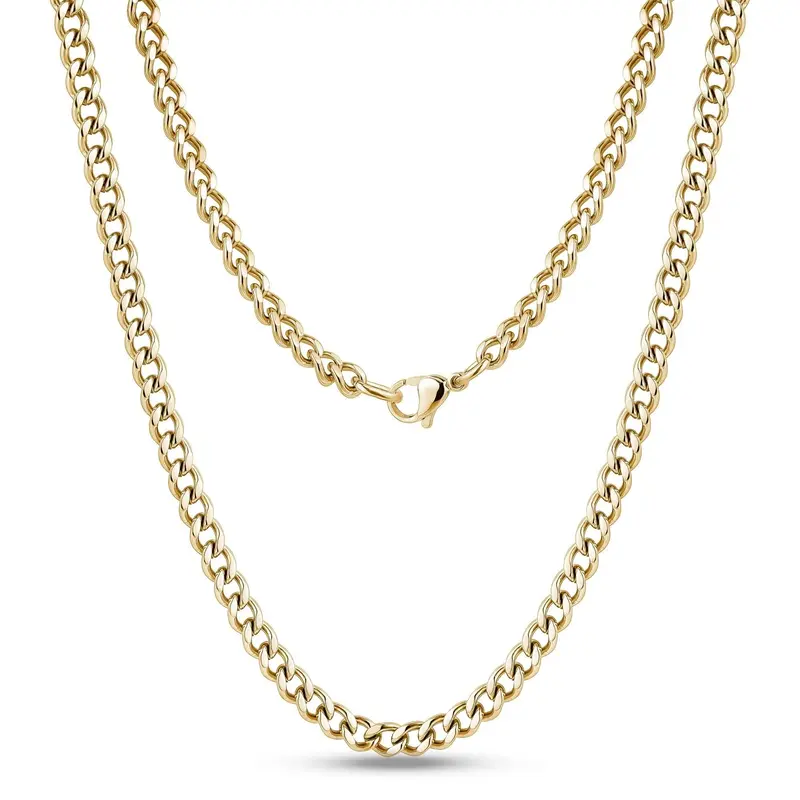 Gold Stainless Steel 316L 3-13mm 16-26" Mens Curb Chain Necklace Man Gift 0