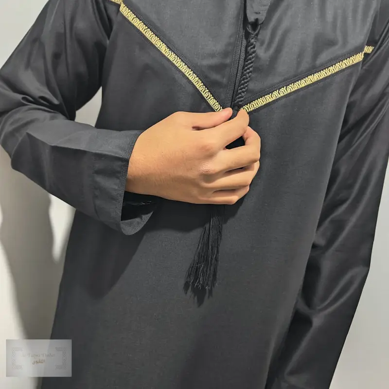 At-Taqwa Black & Gold Emirati Thobe 0