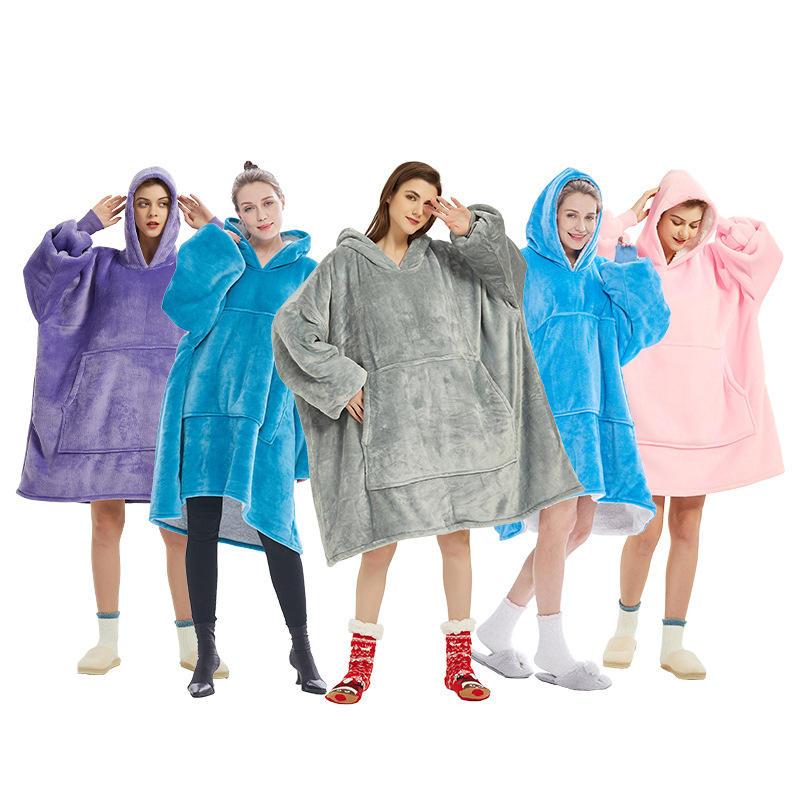 Hoodie Blanket  Couple style sherpa fleece  Wearable Thickened, TV Hoodie Blankets With Hood Long Sleeve Oversized   ,Warm and Cozy Snuggies Blanket Sweatshirt as Gifts for Mom Wife Girlfriend Clothes Comfort Womenswear Comfortable Fabric Soft Fit Loose 2
