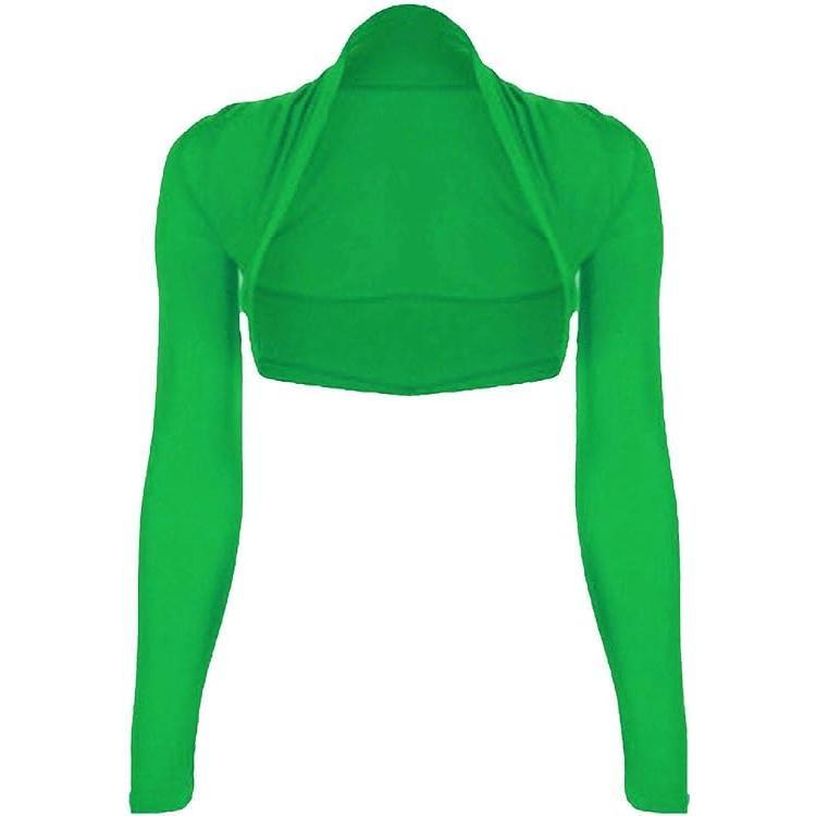 Ladies Cropped Long Sleeve Plus Size Bolero Shrug Womens Plain Open Front Cardigan Crop Top Shrug 2