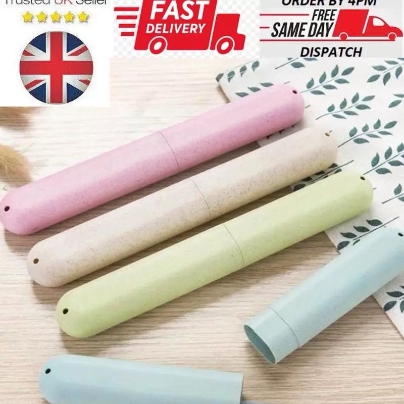 4 Pcs Eco Wheat Straw Toothbrush Travel Covers Holder Store Clean Brushes Holiday 0
