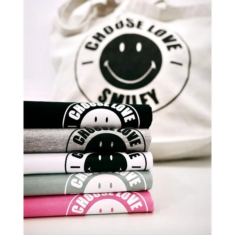 Choose Love × Smiley Grey T-Shirt - Unisex - Tshirt Cotton Menswear Top Streetwear Shortsleeve Round Neck Crewneck Casual Mens Womens Organic Tee Man 5