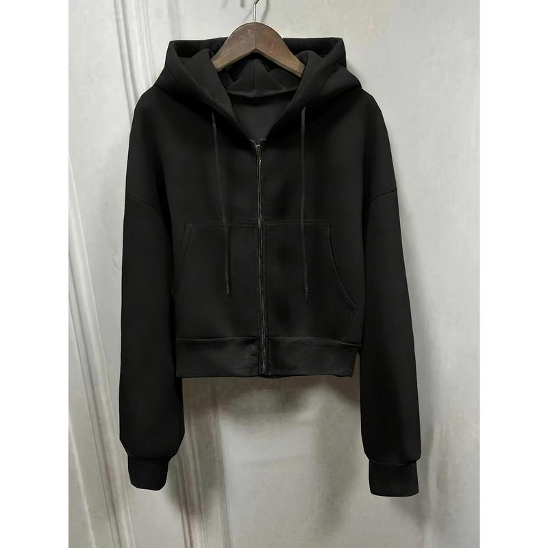 Cozy Drop Shoulder Hoodie - Fashion Hoodies with Kangaroo Pocket, Casual Zipper Long Sleeve Drawstring Sweatshirt, Soft Women's Clothing for Everyday Wear 6