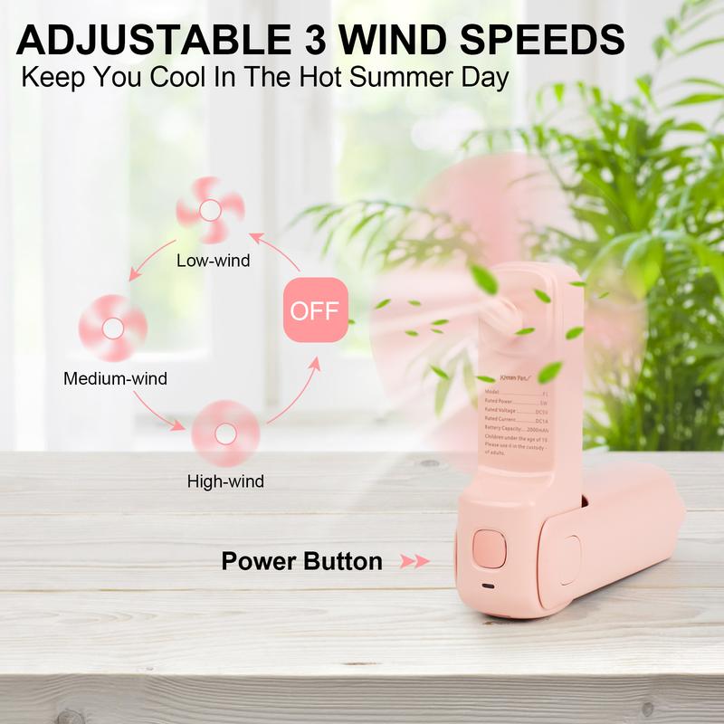 Multipurpose Mini Desk Fan with Flashlight, 24h Long Working USB Rechargeable Folding Pocket Fan for Baby Bedroom Home Night, Mini Handheld Fan Gift For Mom Baby Outdoor Use 2