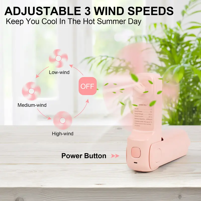 Multipurpose Mini Desk Fan with Flashlight, 24h Long Working USB Rechargeable Folding Pocket Fan for Baby Bedroom Home Night, Mini Handheld Fan Gift For Mom Baby Outdoor Use 2
