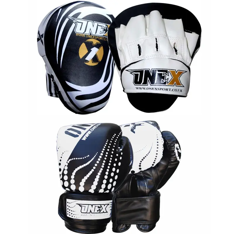 Boxing gloves and pads set Focus Punch Mitts MMA Training Sparring Hook and Jab strike target with Punching Gloves