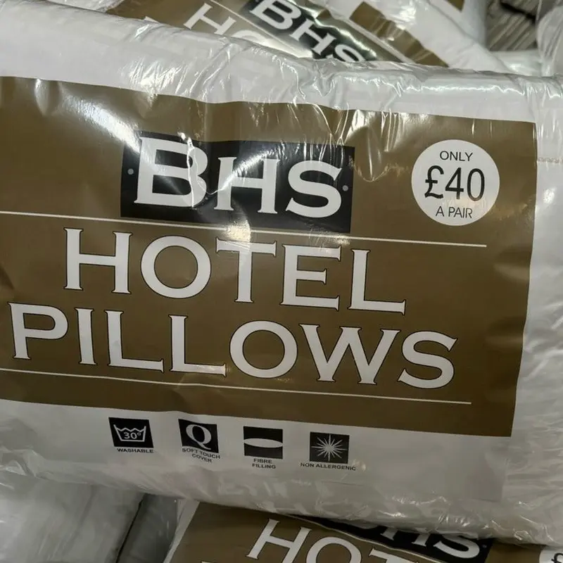 BHS Stripe Bounce Back Pillows: Pack of 4 Hotel-Quality Blended Cotton, Perfect for a Restful Sleep and Enhanced Bedroom Elegance, Comfortable bed pillow hollow fibre comfy pillows bedding 5