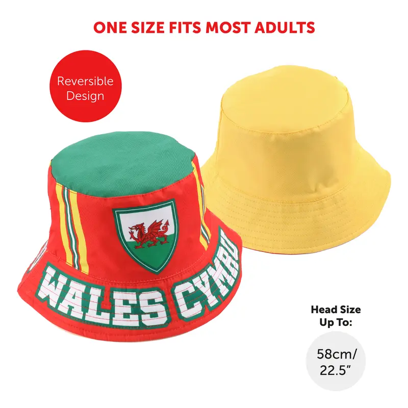 Wales Supporter Set - Stylish Welsh Bucket Hat, Inflatable Sword & Shield Accessories for Events Masks CYMRU Menswear Outfit Clothes Costumes 2
