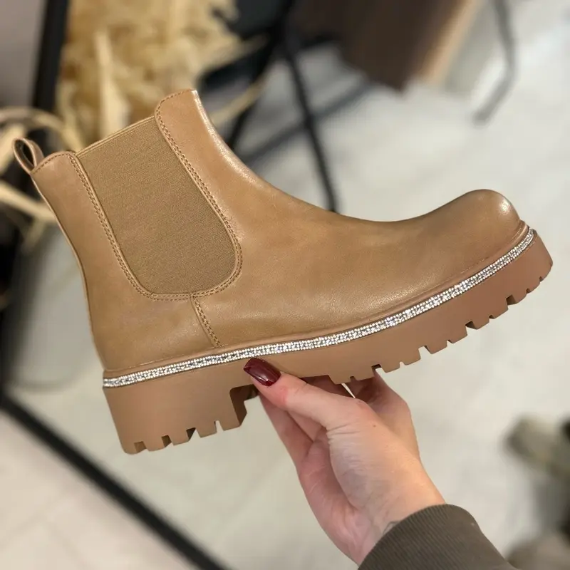 Diamanté brown Chelsea boots 1