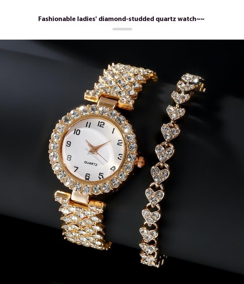 Product Introduction of Fashion Jewelry 2pcs Luxury Fashion Women Watch Set Silver Strap Ladies Quartz Wristwatch Alloy Bracelet For Ladies Jewelry Set Clock Gift 17