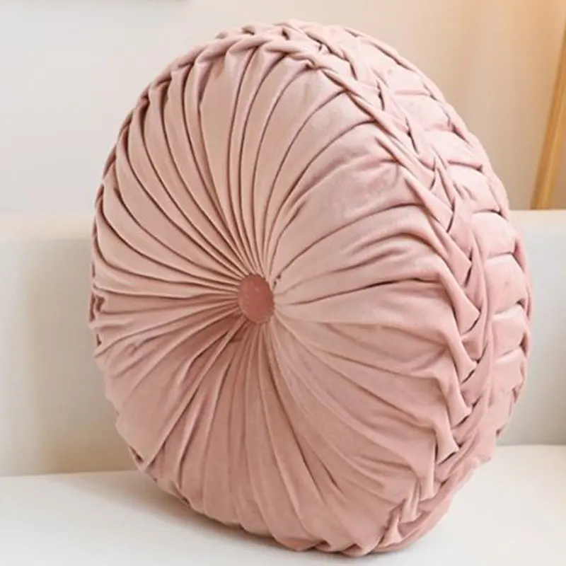 Lifeideas 6 Colors Modern Round Pleated Pumpkin Velvet Cushion,Sofa Throw,Sofa Pillow,Nordic Style Throw Pillow For Living Room,Bedroom,Sofa 2