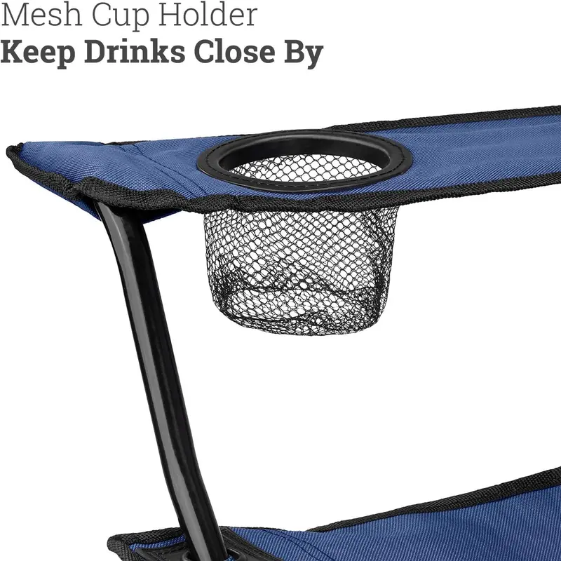 Blue Camping Chair Lightweight Folding Cup Holder Carry Bag 100kg Capacity 3