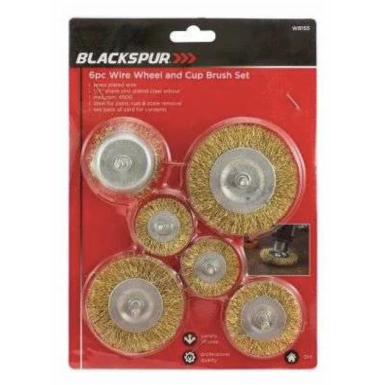 Blackspur Wire Wheel and Cup Brush Set 6pc Durable High Speed WB155 1