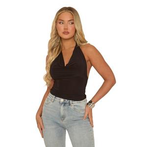 Aino Womenswear Rebellious Fashion Slinky Plunge Halter Top