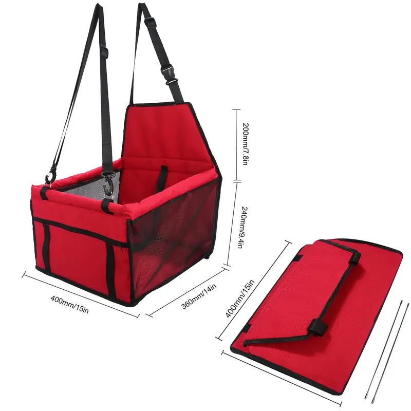 Pet Car Booster Seat Breathable Waterproof Pet Dog Car Supplies Travel Pet Car Carrier Bag Seat Protector Cover with Safety Leash for Small Dogs Cats Puppy (Red) 5