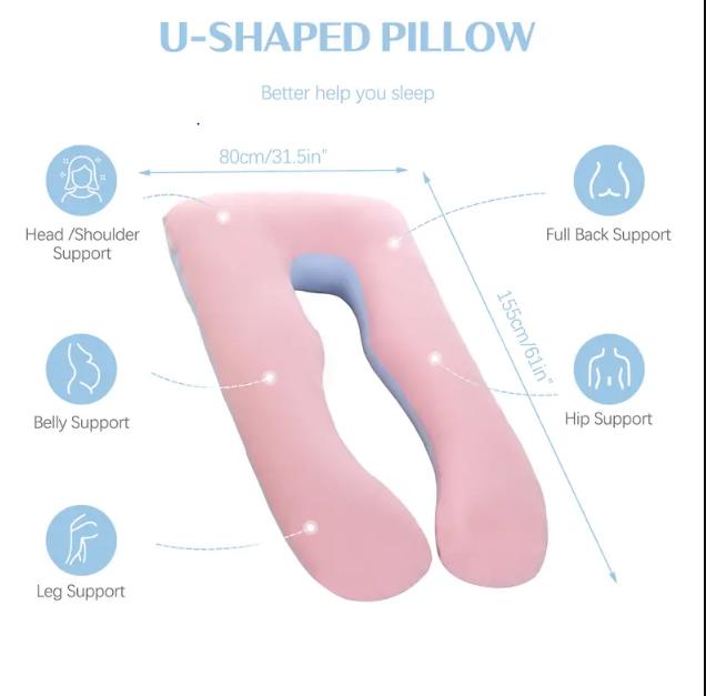 Pillow for Sleeping, U Shaped Pillow, Large pillow, Maternity Body Pillow, Pink 5