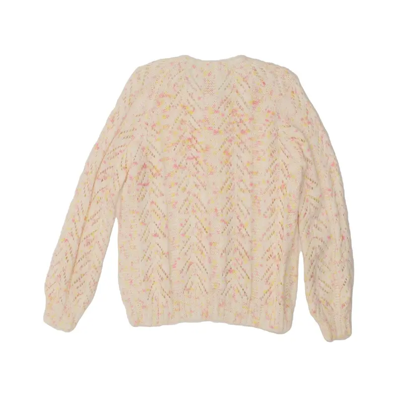 Pre-Owned VINTAGE Womens Cardigan Sweater UK 14 Medium White Flecked 2