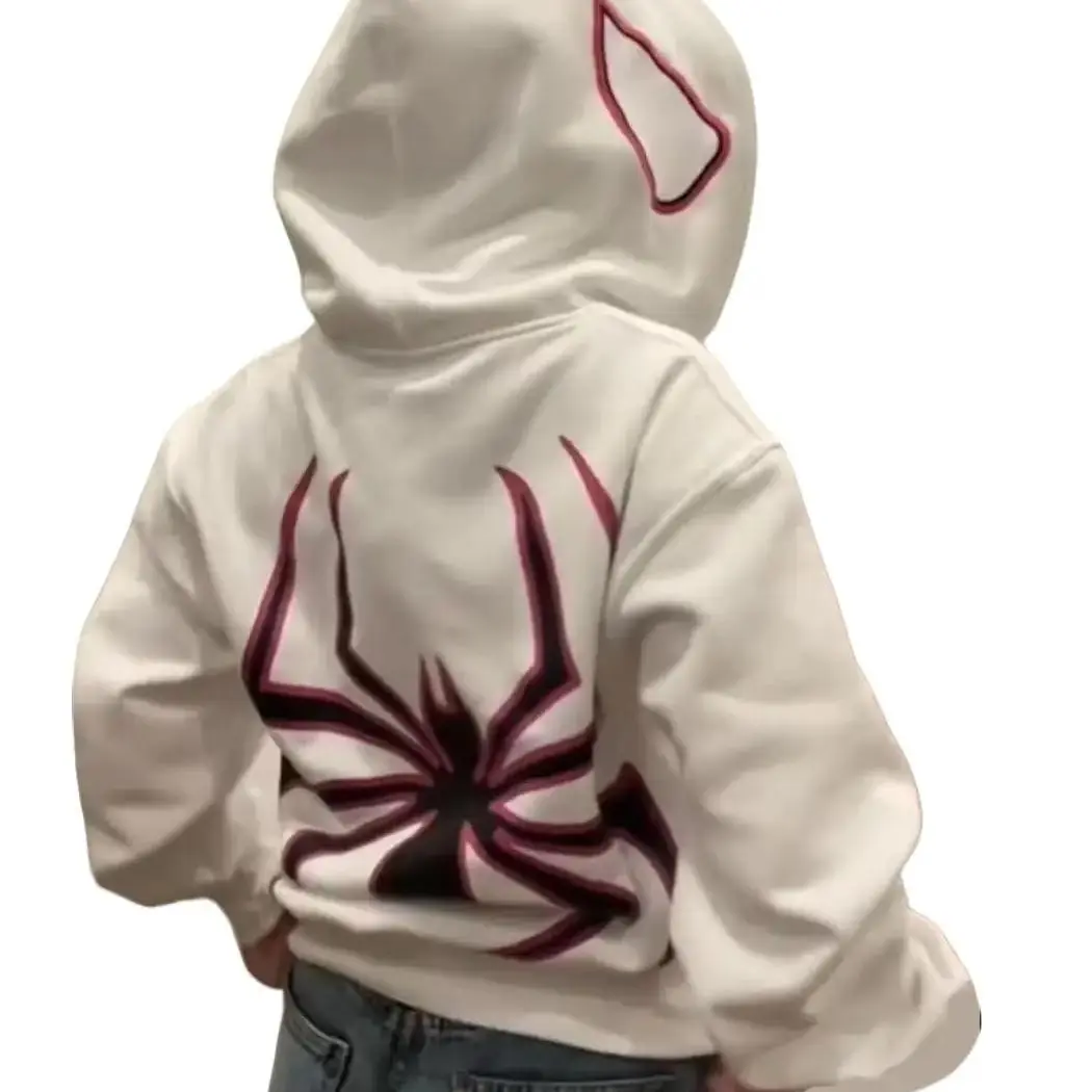 2024 Halloween Personality Hoodie Y2k Couple Spider-Man Zip Womenswear Check  Tops