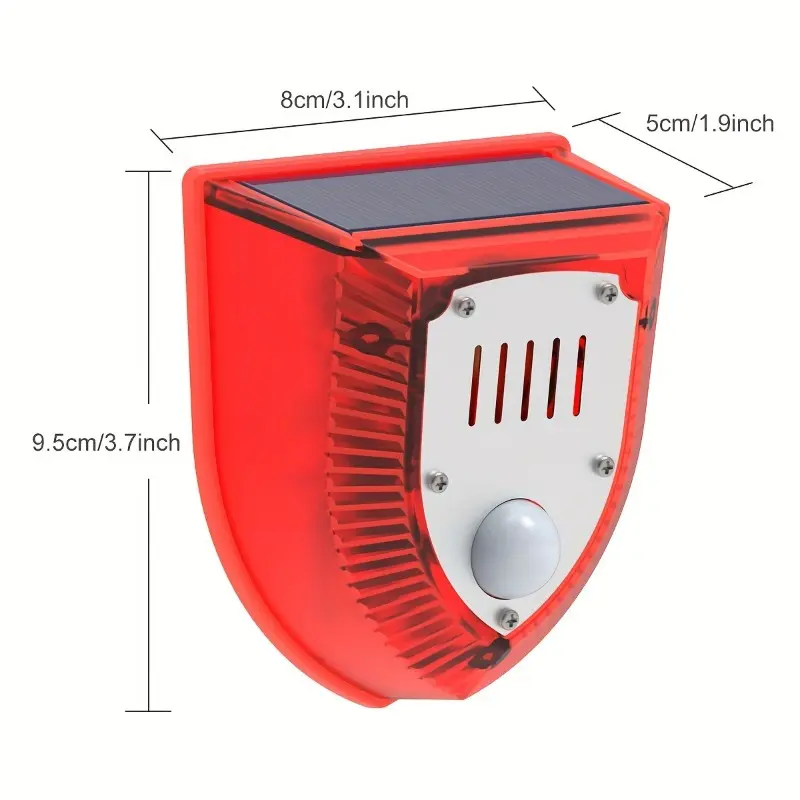 1pc Solar-Powered Motion Sensor Alarm, 129dB Siren & Dog Barking Sound Alert, 6 Red LED Flash Warning Strobe Light, Security System For Farm, Villa, Home, Yard, Barn, Outdoor Safety, PIR Sensor, Within 157.48inch Range 7