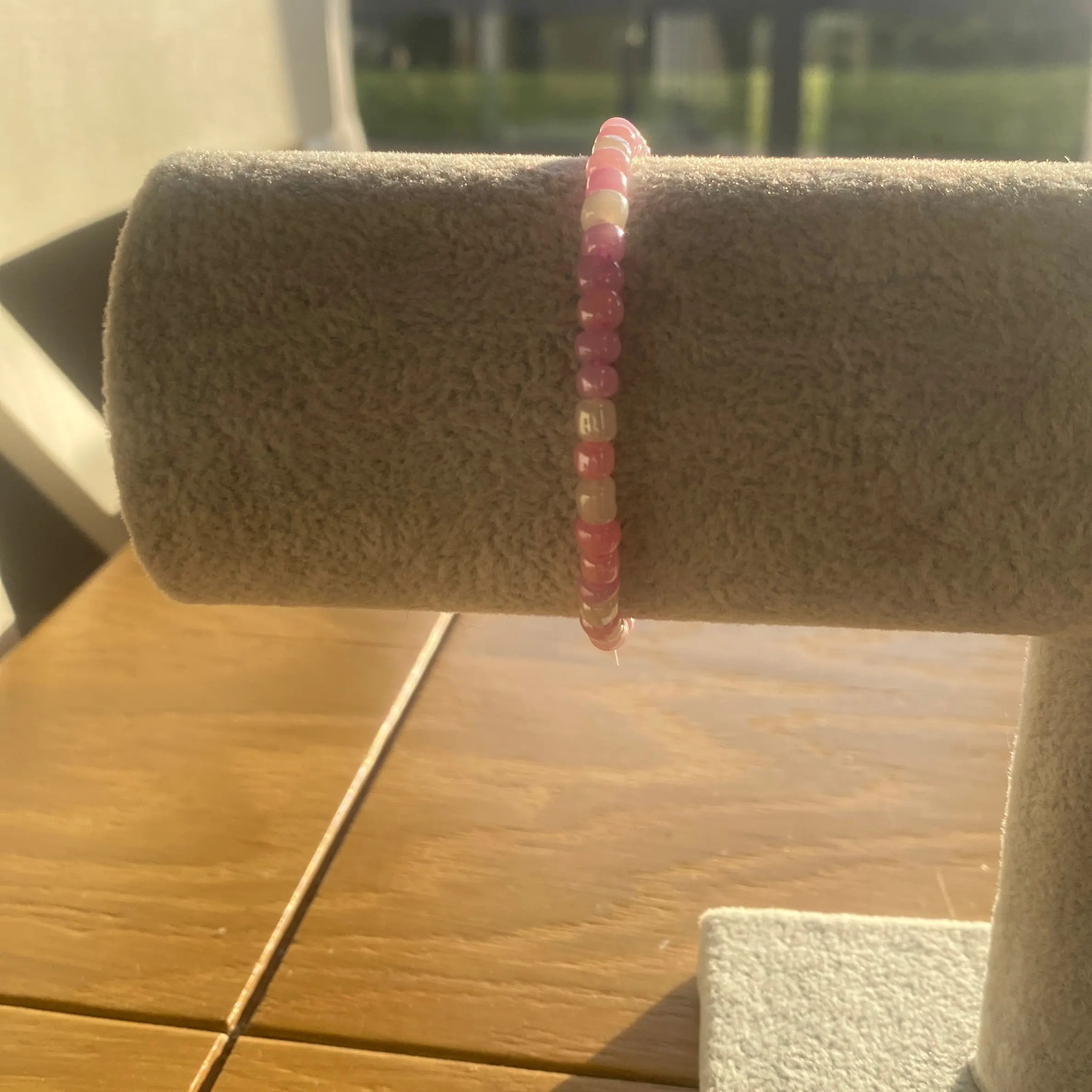 Summery pink beaded bracelet