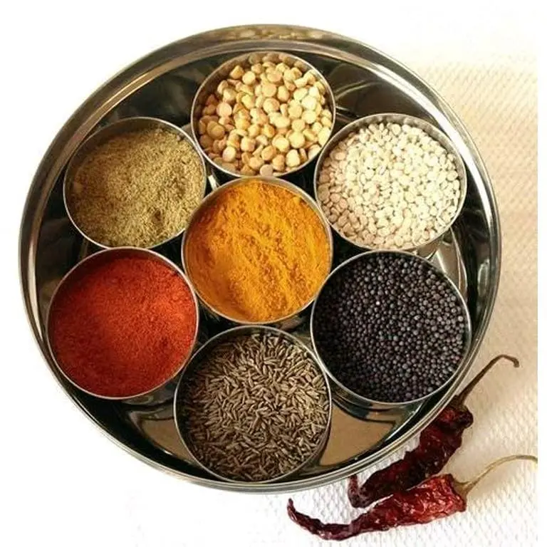 No.11 9pc Authentic Indian | Stainless Steel Spices Box | Masala Dabba Storage with See Through Clear Lid Kitchen Seasoning Utensil 5