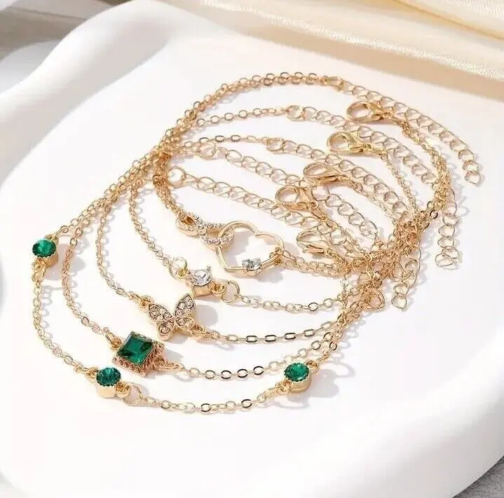 5Pcs Set Rhinestone Butterfly & Heart Love Infinite Bracelets 1