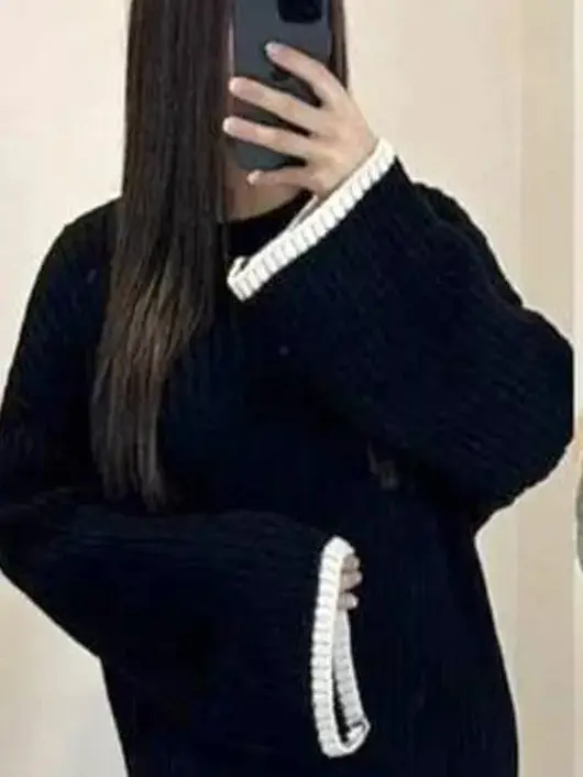 Ladies Women's Girls Long Sleeve Blanket Stitch Cable Knitted Maxi Dress Round Neck Ribbed Cable Knit Winter Wear Long Dress 3