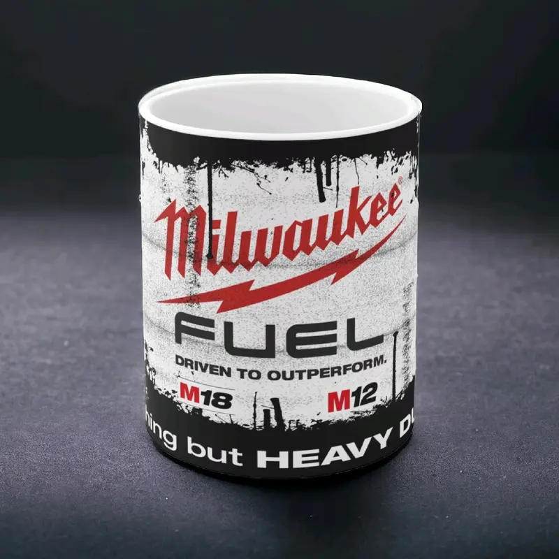 Retro Vintage White Milwaukee Power Tools Oil Can Mug Car Mechanic Tea Coffee Mug Drinkware Tumbler Washable Ceramic Reuse Cup drinking glass Reusable Multicolor 1