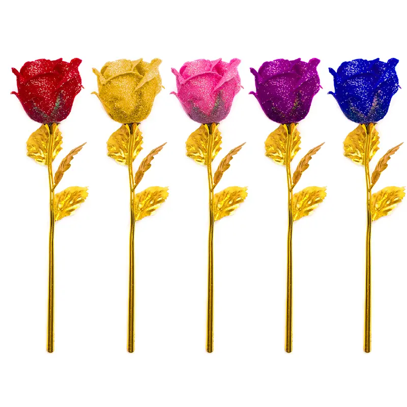 Romantic 24K Gold Galaxy Rose Flower Valentines Day Gift Crystal Rose With Box Birthday Wedding Colorful 5