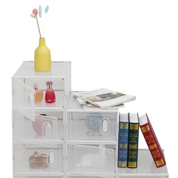 18 Boxes Set Clear Stackable Shoe Storage Box - Durable White Plastic Case Organizer for Men’s & Women’s Shoes (Size 5-10 / EU 37-44) | Easy to Installation, Assemble & Disassemble | Lightweight Transparent Design Rack Shelf Multicolor multifunctional 5