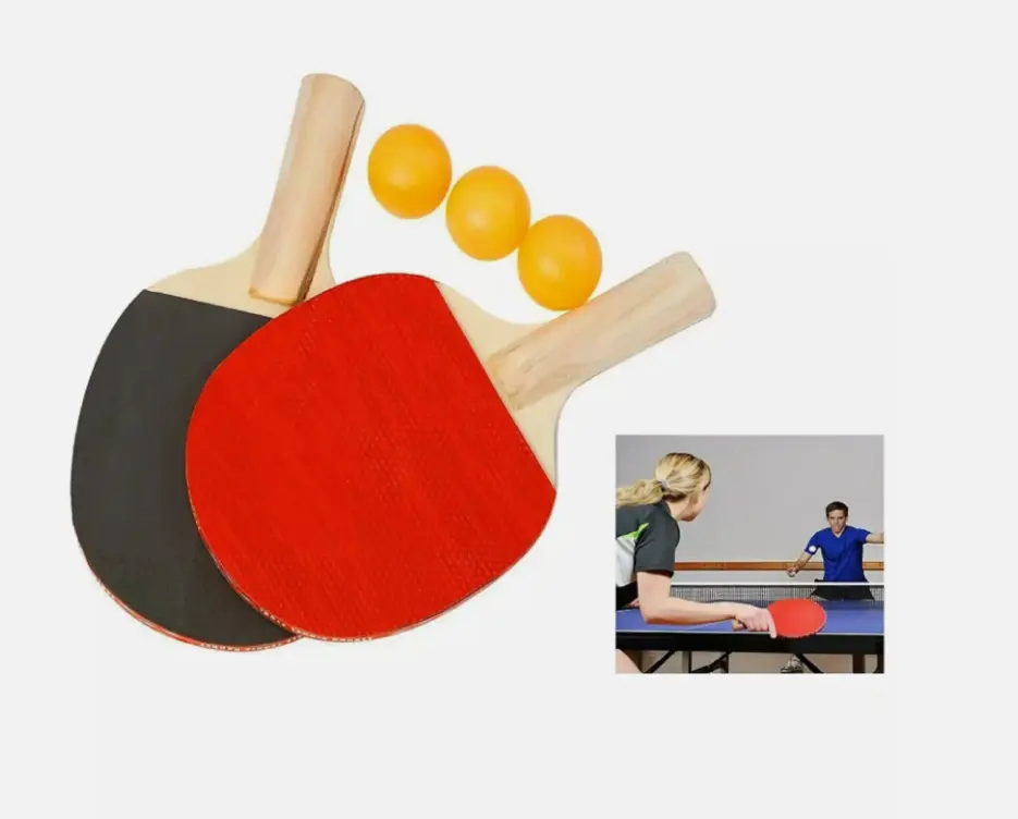 Table Tennis Racket Set | 2 Paddle Bats + 3 Balls | Ping Pong Game
