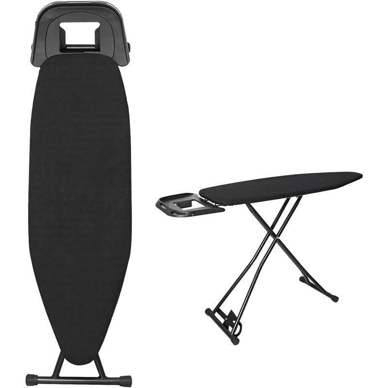 Ironing Board - 120 x 40cm Ironing Board Table Folding Metal Iron,Lightweight Iron Board Rack Foldable Non Slip Adjustable Height (Black)  Cloth Accessories Cover Pad 2