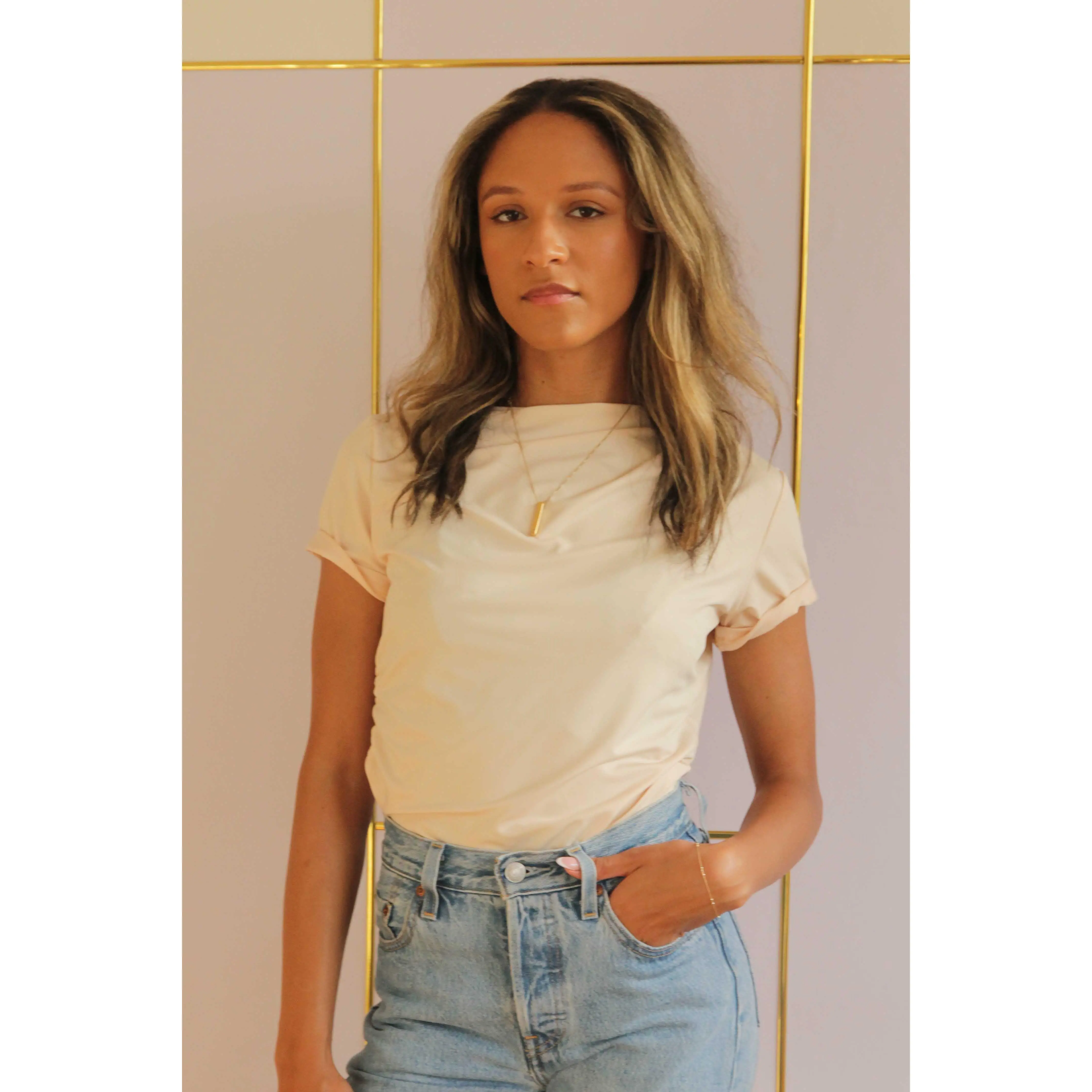 Cream Eva Cowl Neck Top