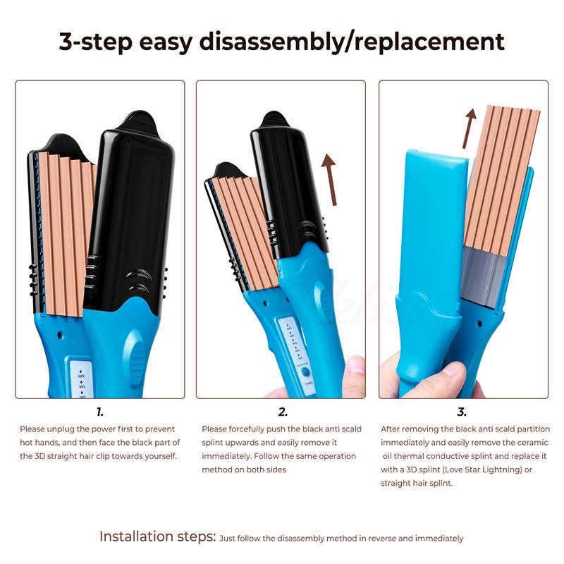 Product Introduction of 3D hair imprinting  3D Hair Press Iron Hair Straightener Electric Straightening Curling Imprinting 3D Hair Crimper Comfort Curler 24