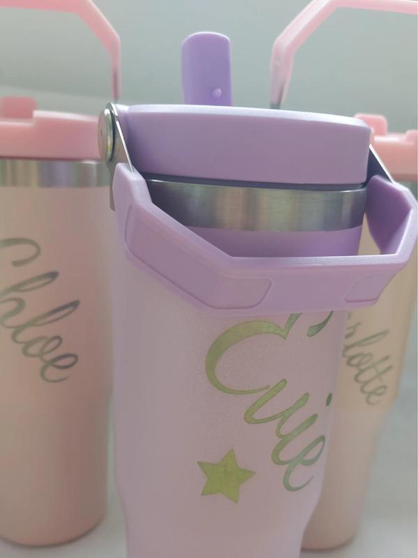 Personalised Engraved large 30oz insulated tumbler with lid handle, cold drinks, Birthday Gift for all, 850ml water bottle Back to school leakproof, Portable Flasks Drinkware 6