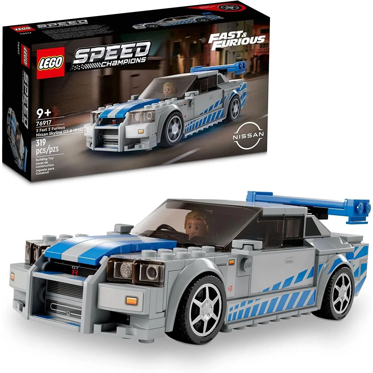 LEGO Speed Champions Nissan Skyline GT-R (R34) Model Set with Brian O'Conner Minifigure
