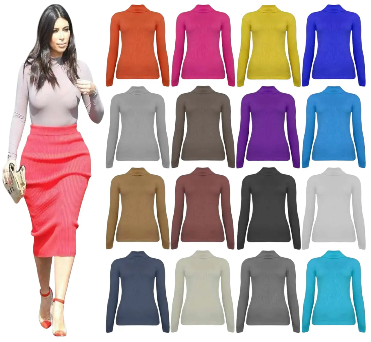 Women's Polo Neck TurtleNeck  Top Womenswear, Shirts Basic Fit