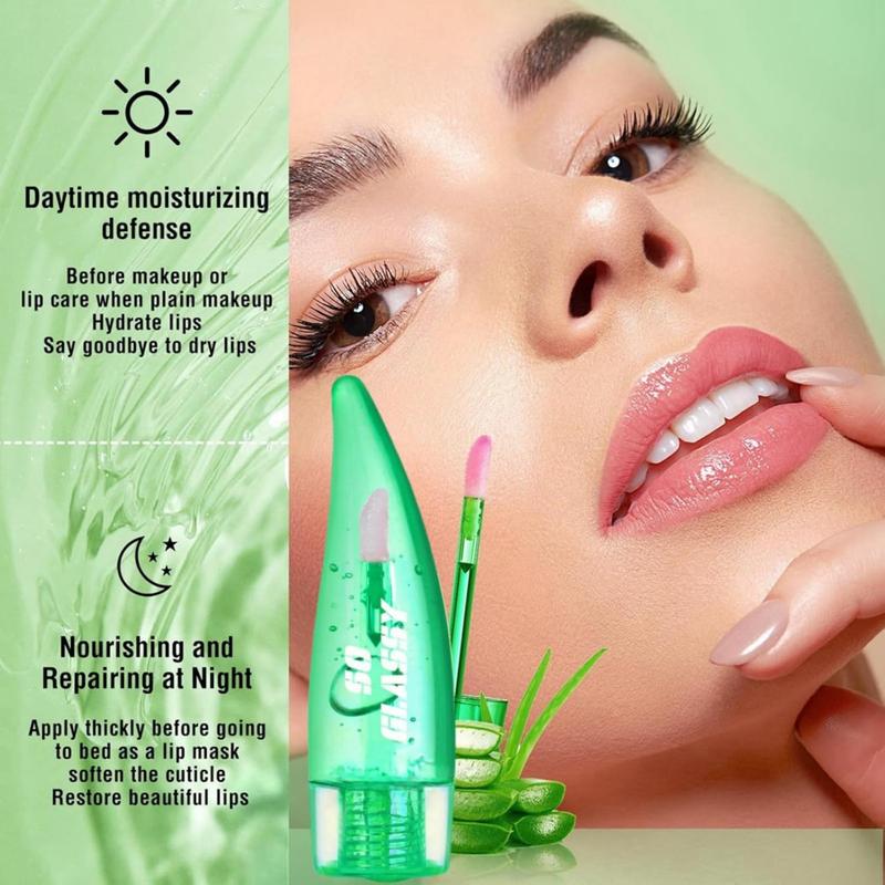 2pcs Aloe Vera Lip Gloss,Aloe Vera Lip Oil,Lip Oil Tinted,Long Lasting Moisturising Jelly Aloe Vera Lipstick,Color Changing Lip Gloss,Aloe Vera Lip Balm,Temperature Color Change Lipstick,Lipgloss Set Makeup Tools Clear Moisturize Smooth Lip Plumper 7