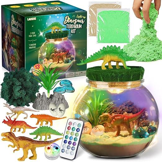 Dinosaur Terrarium Kit for Boys & Girls | Creative Dinosaur Gifts for Ages 4-12 | DIY Craft Activity, Fun Birthday Gift, Educational STEM Project, and Hands-On Learning Experience for Kids | Build & Grow Your Own Dino Habitat 1