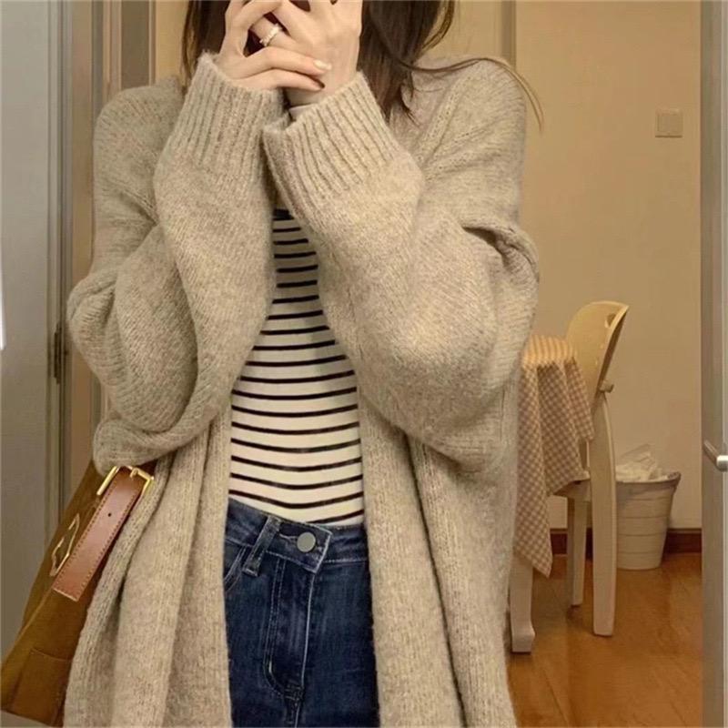 sweater jacket for women, new season, lazy style, loose women's knitted cardigan Clothing Knitwear Long Sleeve Casual Retro Womenswear Comfortable Winter Lady Love Medium Basic Slim 1