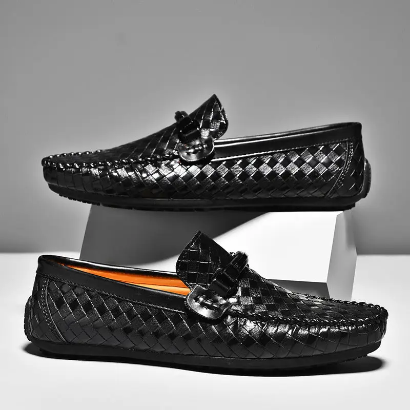 Men's Hollow-out Light Soft Flat Leather Shoes Footwear Slipon Boy Casual Comfort