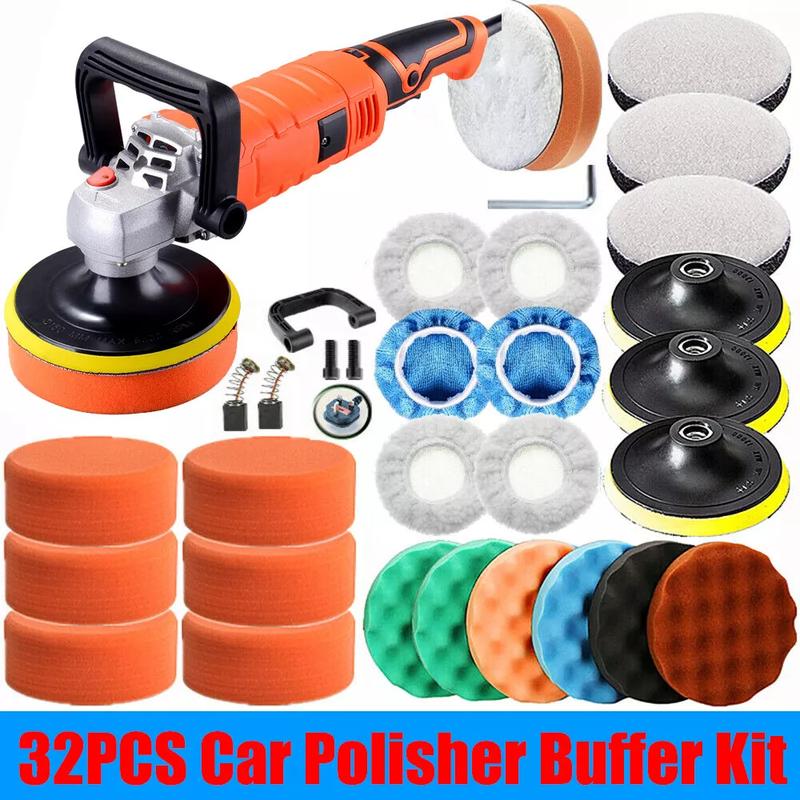 1580W Rotary 7" Dual Action Car Polisher Kit Orbital Polishing Machine Wax Pads 0
