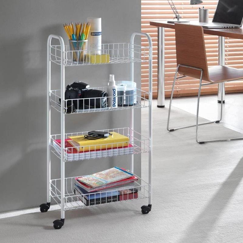 Fruit & Vegetable Rack, 2 / 3 / 4 Tier Fruit Basket Storage Shelf Organizer - Stand CART Trolley Kitchen - Durable Metal - Organize Fruits & Veg Rack in Kitchen, Pantry, Bathroom - White 5