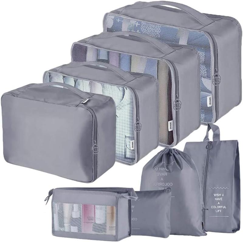 Product Introduction of Travel Packing Cubes, Toifucos Multifunction 8pcs/set Luggage Organiser Waterproof Compression Suitcase Essential Bag, Dark Gray 0