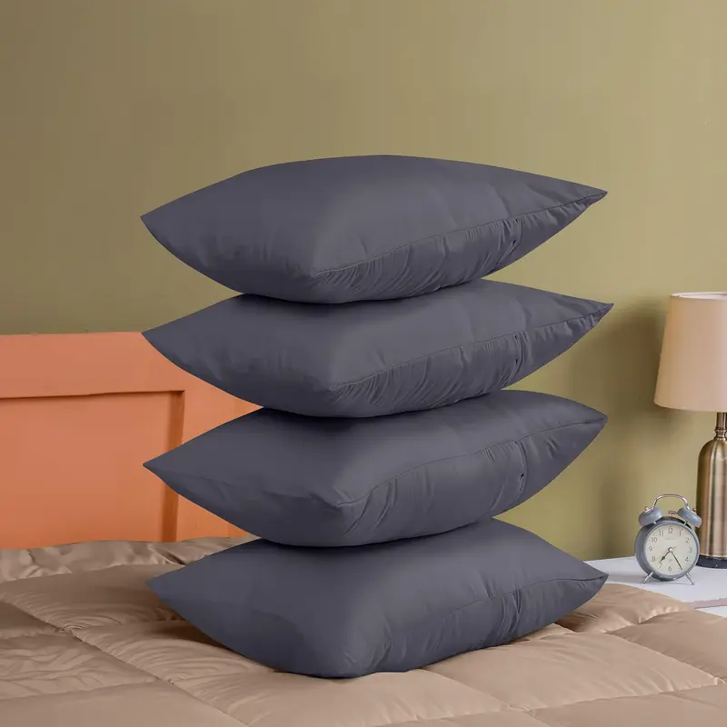 4 Pack Grey Pillow Cases - Standard Size 50x75 cm - 100% Brushed Microfiber - Envelope Closure 6