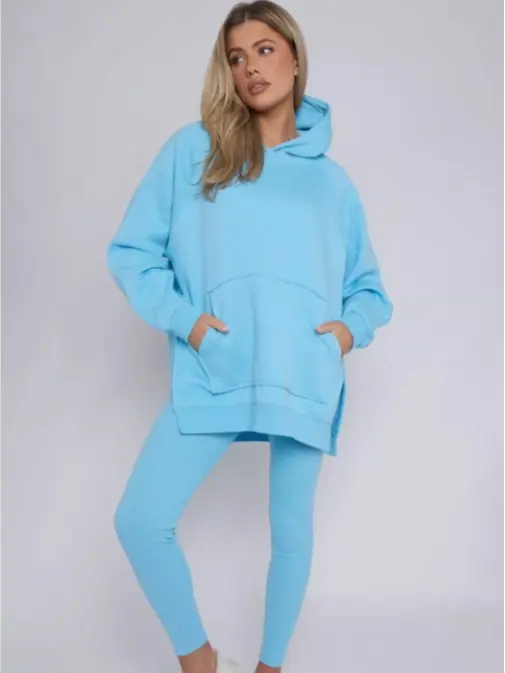 Womens Ladies Oversized Hooded Sweatshirt & Leggings Set Hoodie Lounge Tracksuit 3