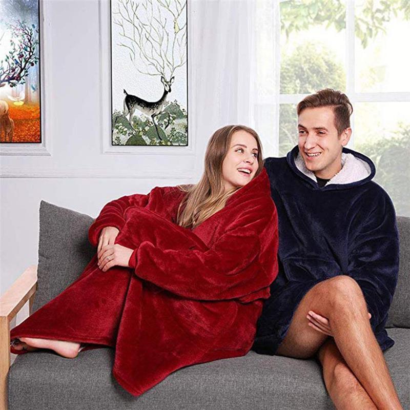 Hoodie Blanket  Couple style sherpa fleece  Wearable Thickened, TV Hoodie Blankets With Hood Long Sleeve Oversized   ,Warm and Cozy Snuggies Blanket Sweatshirt as Gifts for Mom Wife Girlfriend Clothes Comfort Womenswear Comfortable Fabric Soft Fit Loose 3