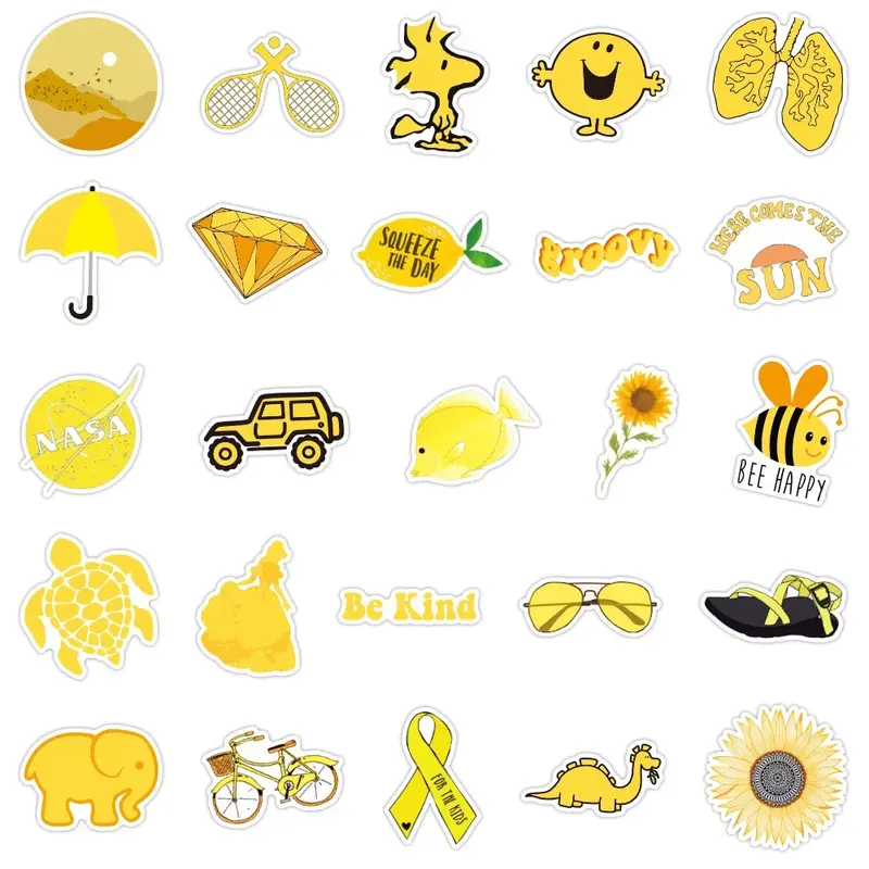 50 yellow VSCO pattern Graffiti stickers packs for Suitcase helmet speaker guitar waterproof pvc bottle 3