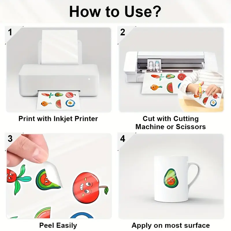 10pcs A4 Sticker Printer Paper Inkjet Printer Label Sheet Water Resistant No Smudge 5
