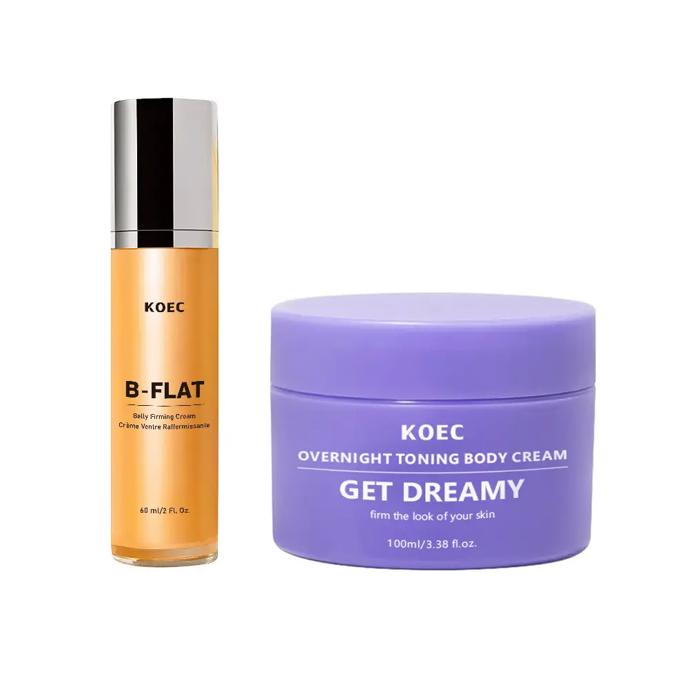B-FLAT+GET-DREAMY B-FLAT Clinically Proven Belly Firming Cream for Stretch Marks And Loose Skin and GET-DREAMY Clinically Proven Overnight Toning Whip for Loose Skin